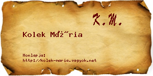 Kolek Mária névjegykártya